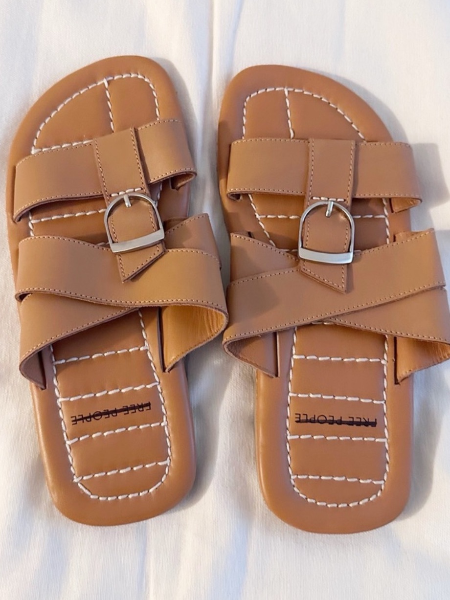 Nwob Free People Tan Sloan Buckle Sandals Sz: 7 — image 4 of 6